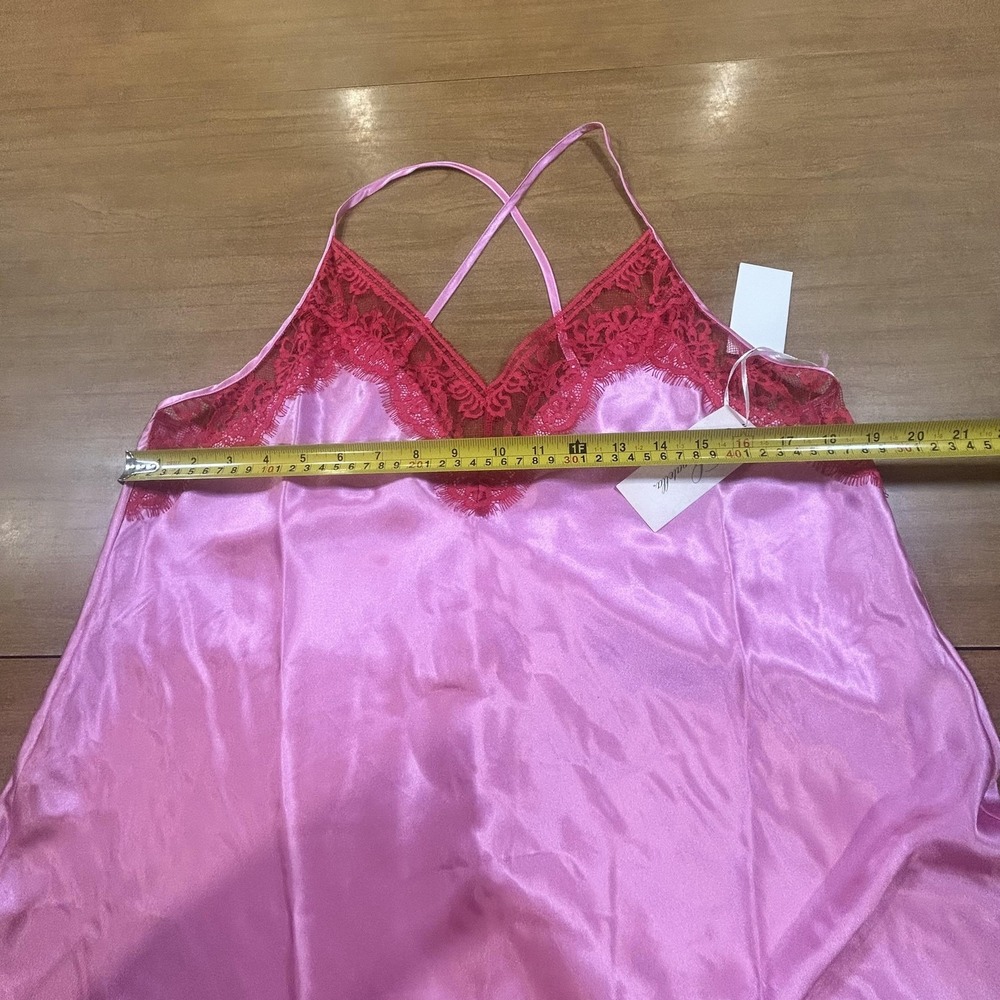 Linea Donatella Nightgown Womens XL Pink Satin Lace Chemise Slip Lingerie NWT - Picture 3 of 7